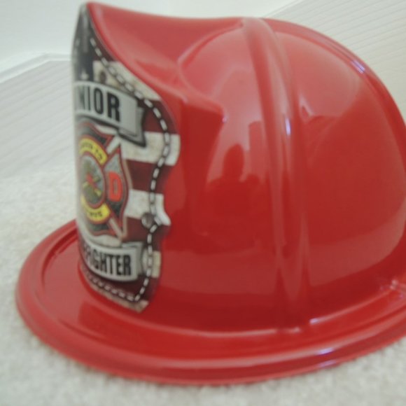 Firemans Hat Red Plastic Firefighter Hat Costume Fits Most NEW - Picture 4 of 7